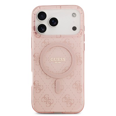 Apple iPhone 17 Pro Case Guess Original Licensed M-Safe Charging Feature IML Printed Classic Logo 4G Patterned Cover - 5