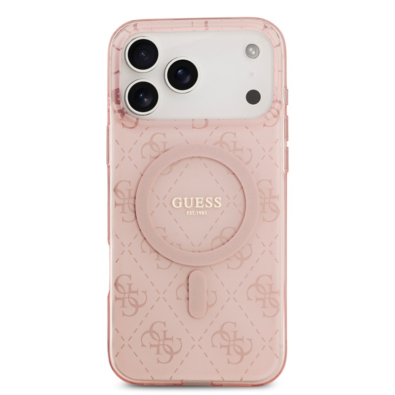 Apple iPhone 17 Pro Case Guess Original Licensed M-Safe Charging Feature IML Printed Classic Logo 4G Patterned Cover - 5