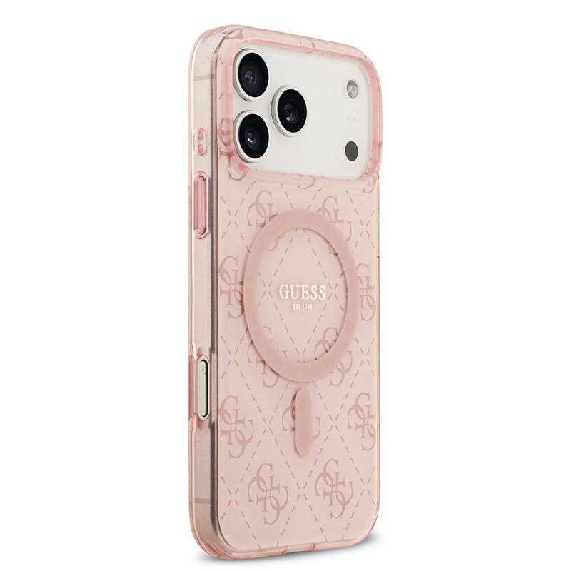 Apple iPhone 17 Pro Case Guess Original Licensed M-Safe Charging Feature IML Printed Classic Logo 4G Patterned Cover - 6