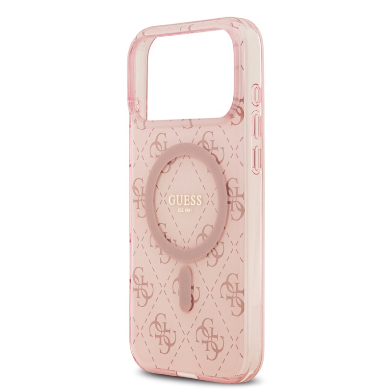 Apple iPhone 17 Pro Case Guess Original Licensed M-Safe Charging Feature IML Printed Classic Logo 4G Patterned Cover - 8