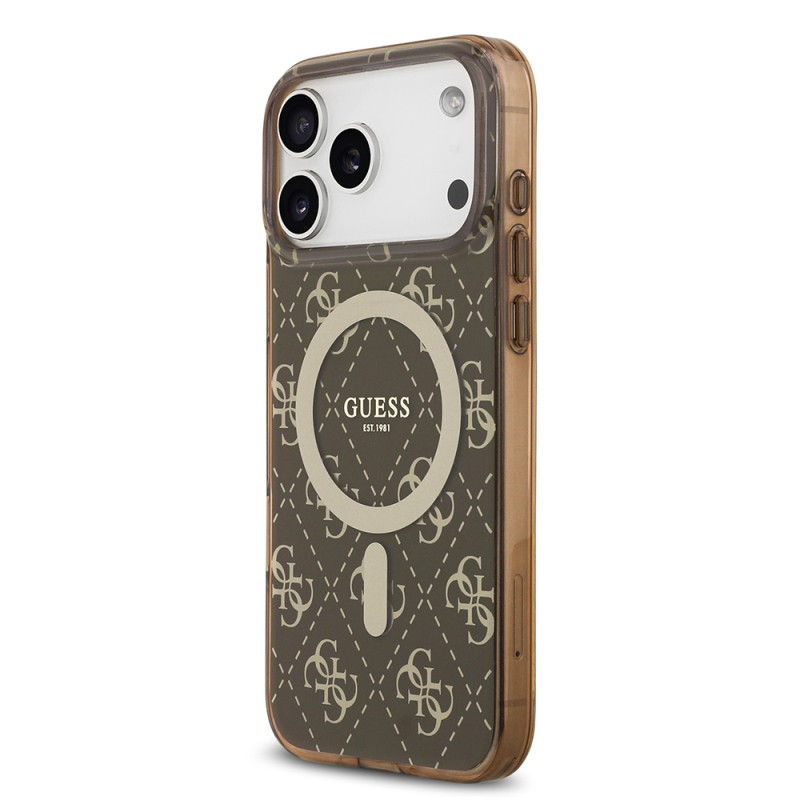 Apple iPhone 17 Pro Case Guess Original Licensed M-Safe Charging Feature IML Printed Classic Logo 4G Patterned Cover - 10