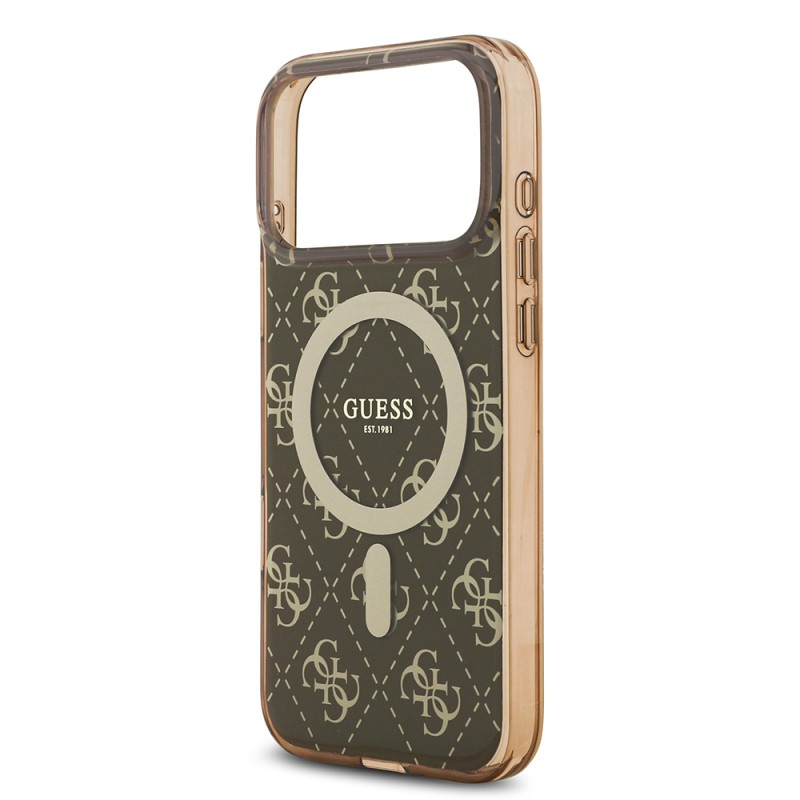 Apple iPhone 17 Pro Case Guess Original Licensed M-Safe Charging Feature IML Printed Classic Logo 4G Patterned Cover - 14