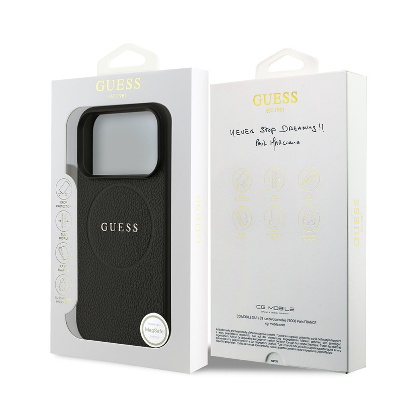 Apple iPhone 17 Pro Case Guess Original Licensed M-safe Charging Feature Logo PU Leather Cover  - 9