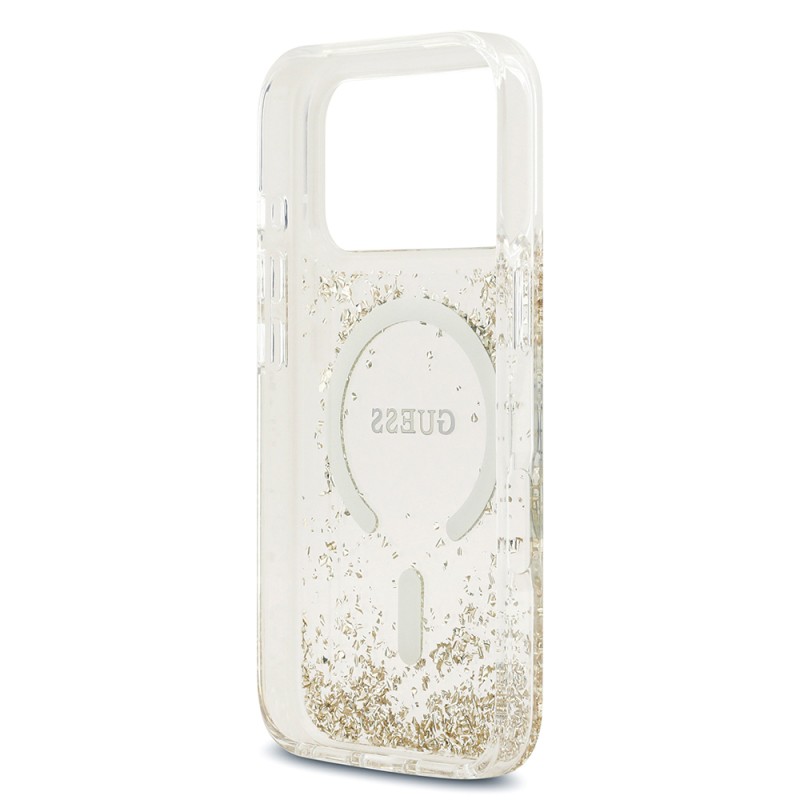 Apple iPhone 17 Pro Case Guess Original Licensed M-safe Charging Transparent Resin Bottom Cover - 16
