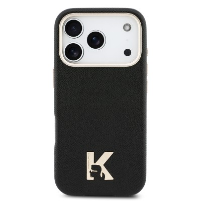 Apple iPhone 17 Pro Case Karl Lagerfeld Original Licensed M-safe Charging Enabled Gold Camera Frame KHEAD Metal Logo PU Leather Cover - 4
