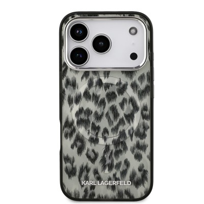 Apple iPhone 17 Pro Case Karl Lagerfeld Original Licensed M-Safe Charging Feature IML Leopard Print Cover - 5