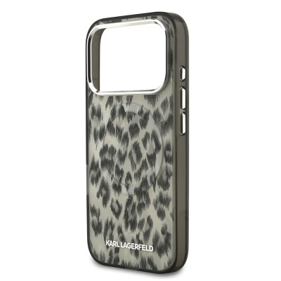 Apple iPhone 17 Pro Case Karl Lagerfeld Original Licensed M-Safe Charging Feature IML Leopard Print Cover - 8