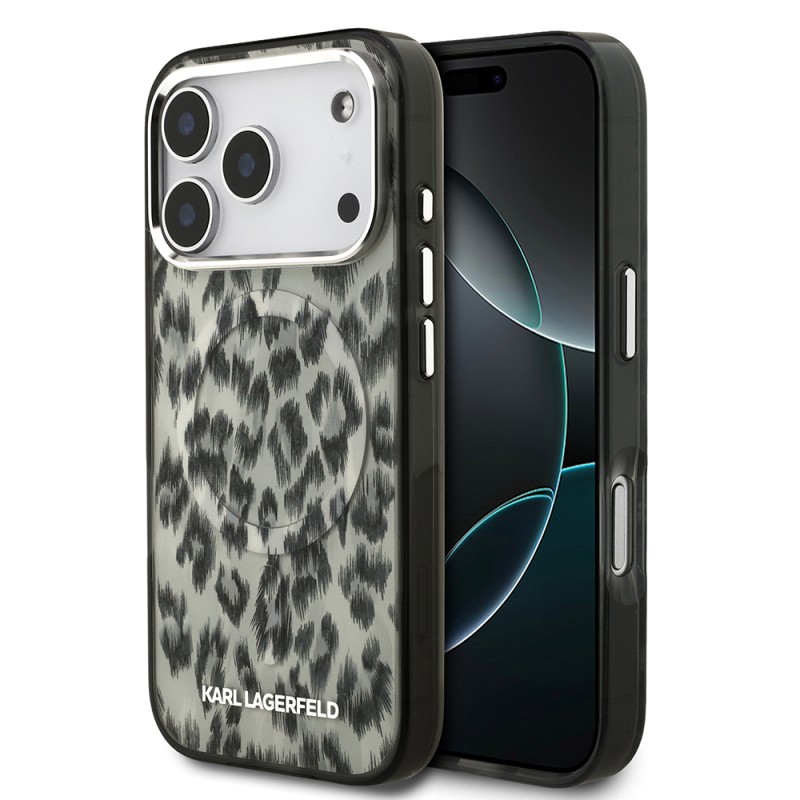Apple iPhone 17 Pro Case Karl Lagerfeld Original Licensed M-Safe Charging Feature IML Leopard Print Cover - 2