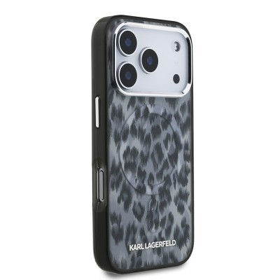 Apple iPhone 17 Pro Case Karl Lagerfeld Original Licensed M-Safe Charging Feature IML Leopard Print Cover - 12