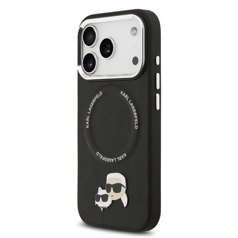 Apple iPhone 17 Pro Case Karl Lagerfeld Original Licensed M-Safe Charging Feature Metal Camera and Button Design K&C PU Leather Cover - 11