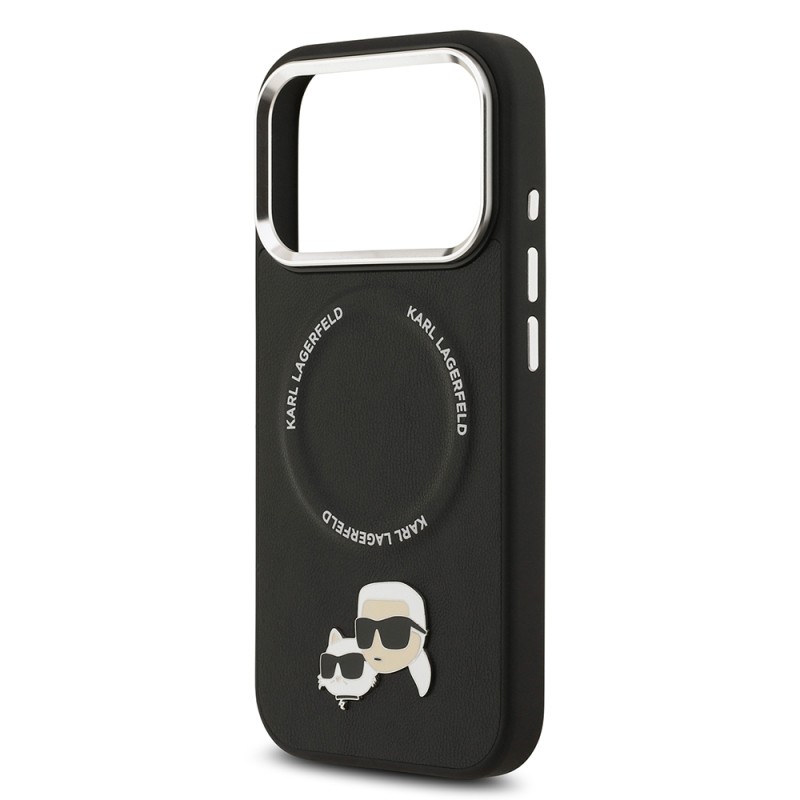 Apple iPhone 17 Pro Case Karl Lagerfeld Original Licensed M-Safe Charging Feature Metal Camera and Button Design K&C PU Leather Cover - 15