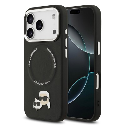 Apple iPhone 17 Pro Case Karl Lagerfeld Original Licensed M-Safe Charging Feature Metal Camera and Button Design K&C PU Leather Cover - 3
