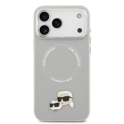 Apple iPhone 17 Pro Case Karl Lagerfeld Original Licensed M-Safe Charging Feature Metal Camera and Button Design K&C PU Leather Cover - 18