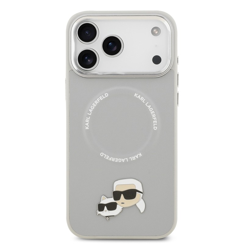 Apple iPhone 17 Pro Case Karl Lagerfeld Original Licensed M-Safe Charging Feature Metal Camera and Button Design K&C PU Leather Cover - 18
