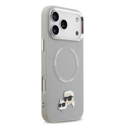 Apple iPhone 17 Pro Case Karl Lagerfeld Original Licensed M-Safe Charging Feature Metal Camera and Button Design K&C PU Leather Cover - 19