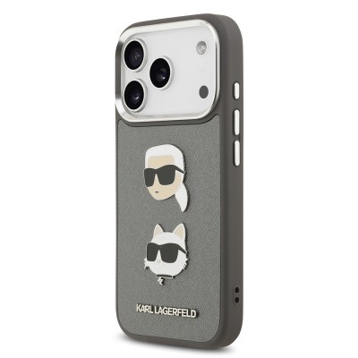 Apple iPhone 17 Pro Case Karl Lagerfeld Original Licensed Metal Logo K&C Heads Pin Cover - 4