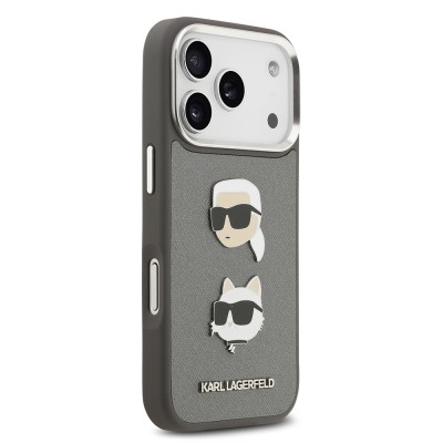 Apple iPhone 17 Pro Case Karl Lagerfeld Original Licensed Metal Logo K&C Heads Pin Cover - 6
