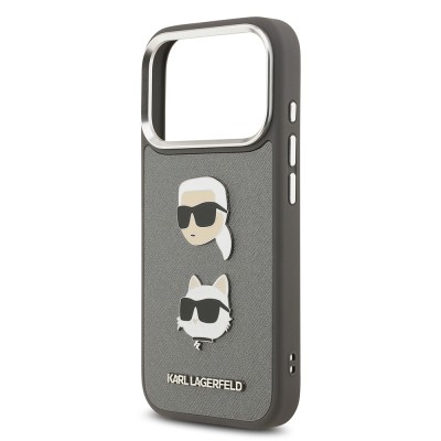 Apple iPhone 17 Pro Case Karl Lagerfeld Original Licensed Metal Logo K&C Heads Pin Cover - 8