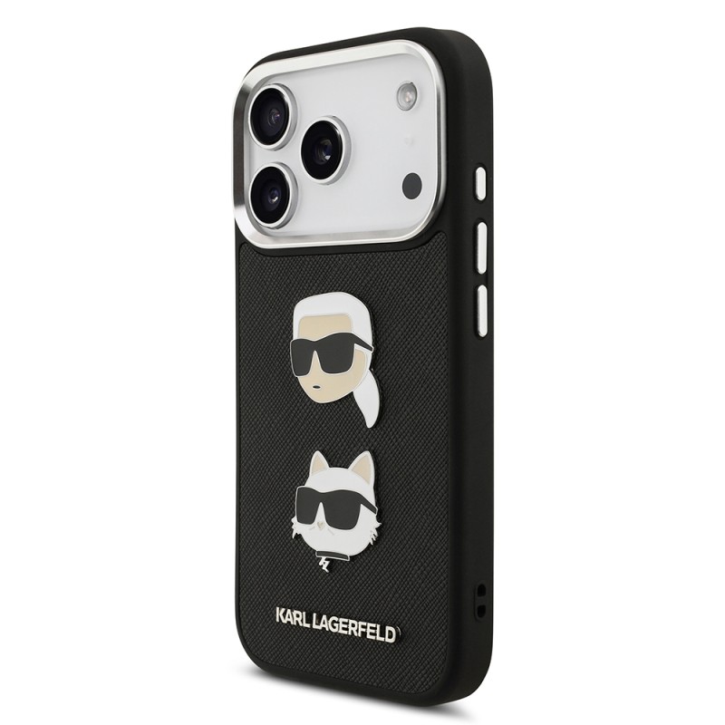 Apple iPhone 17 Pro Case Karl Lagerfeld Original Licensed Metal Logo K&C Heads Pin Cover - 10