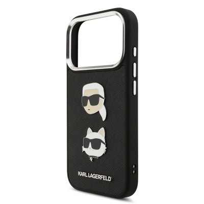 Apple iPhone 17 Pro Case Karl Lagerfeld Original Licensed Metal Logo K&C Heads Pin Cover - 14