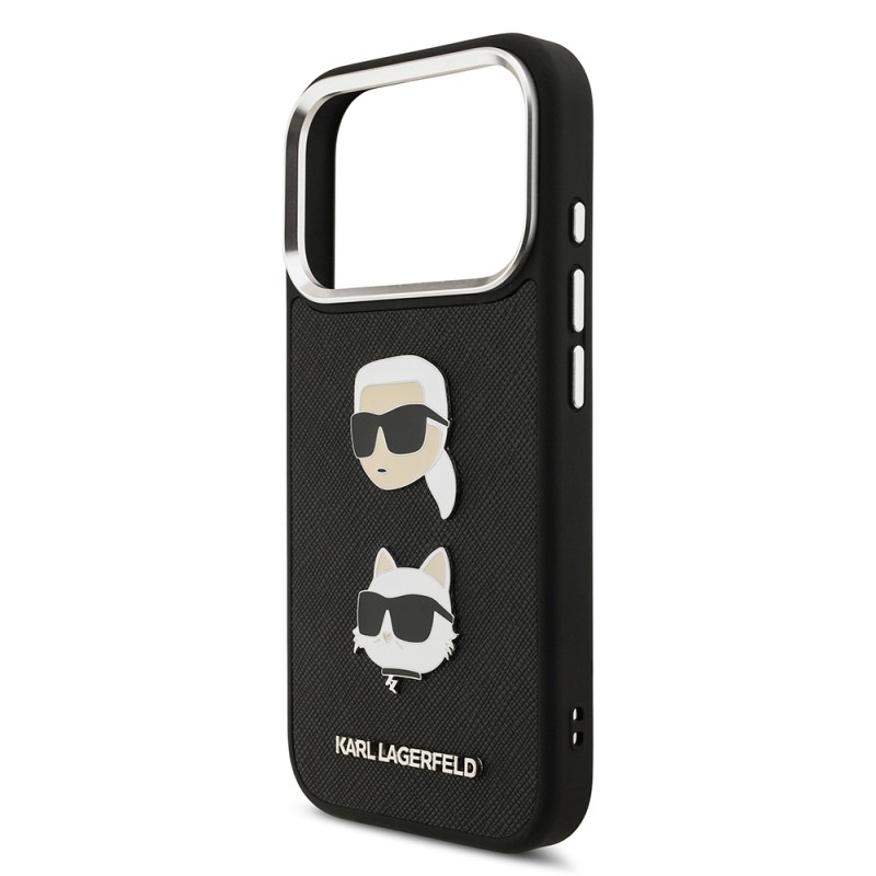 Apple iPhone 17 Pro Case Karl Lagerfeld Original Licensed Metal Logo K&C Heads Pin Cover - 14