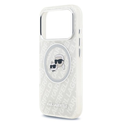 Apple iPhone 17 Pro Case Karl Lagerfeld Original Licensed Shining Glittery Karl & Choupette Heads Cover - 9