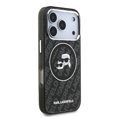 Apple iPhone 17 Pro Case Karl Lagerfeld Original Licensed Shining Glittery Karl & Choupette Heads Cover - 13
