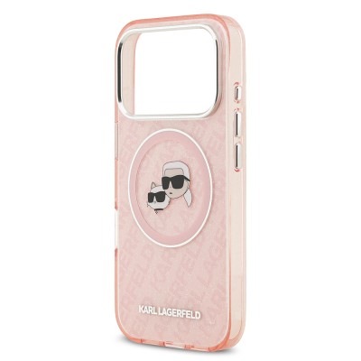 Apple iPhone 17 Pro Case Karl Lagerfeld Original Licensed Shining Glittery Karl & Choupette Heads Cover - 21