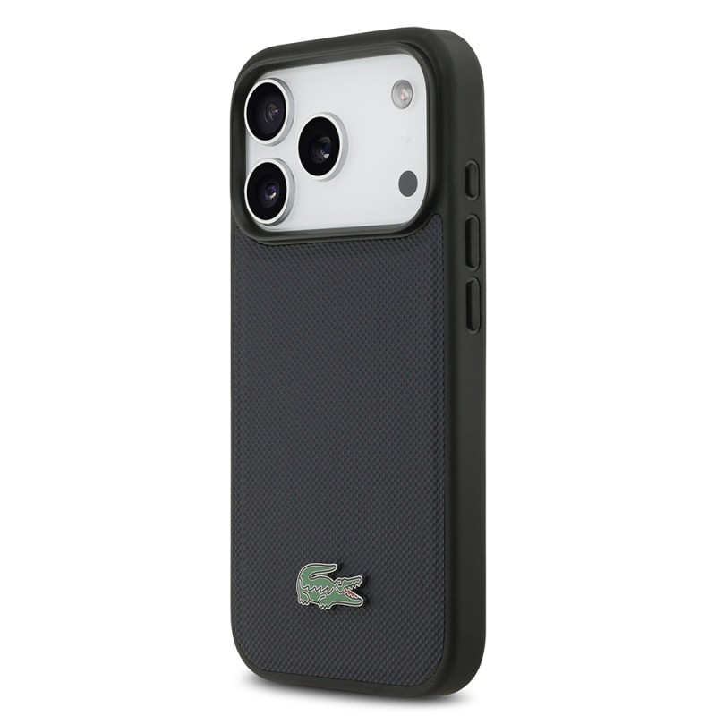 Apple iPhone 17 Pro Case, Lacoste Original Licensed M-safe Charging Enabled PU Piqué Patterned Metal Logo Cover - 2