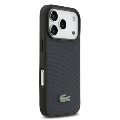 Apple iPhone 17 Pro Case, Lacoste Original Licensed M-safe Charging Enabled PU Piqué Patterned Metal Logo Cover - 4