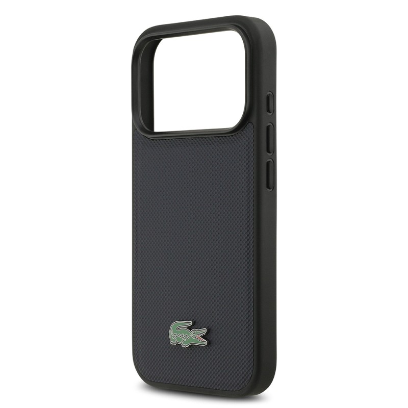 Apple iPhone 17 Pro Case, Lacoste Original Licensed M-safe Charging Enabled PU Piqué Patterned Metal Logo Cover - 6