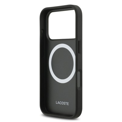 Apple iPhone 17 Pro Case, Lacoste Original Licensed M-safe Charging Enabled PU Piqué Patterned Metal Logo Cover - 7