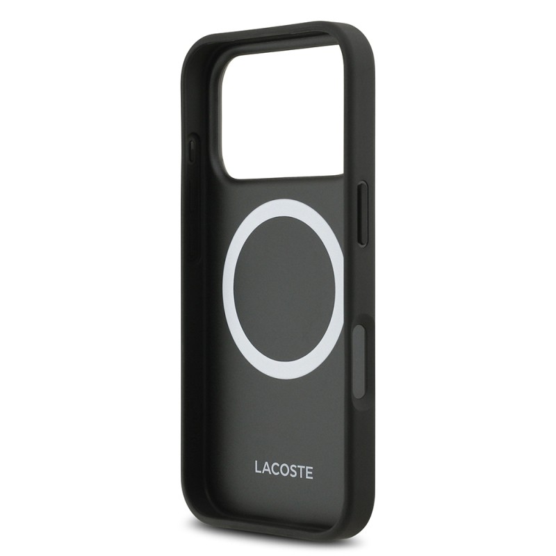 Apple iPhone 17 Pro Case, Lacoste Original Licensed M-safe Charging Enabled PU Piqué Patterned Metal Logo Cover - 7