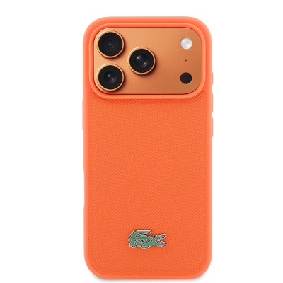 Apple iPhone 17 Pro Case, Lacoste Original Licensed M-safe Charging Enabled PU Piqué Patterned Metal Logo Cover - 11