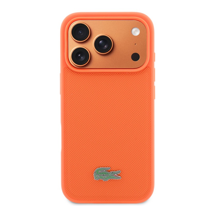 Apple iPhone 17 Pro Case, Lacoste Original Licensed M-safe Charging Enabled PU Piqué Patterned Metal Logo Cover - 11