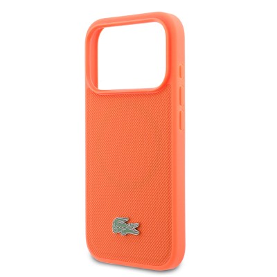 Apple iPhone 17 Pro Case, Lacoste Original Licensed M-safe Charging Enabled PU Piqué Patterned Metal Logo Cover - 14