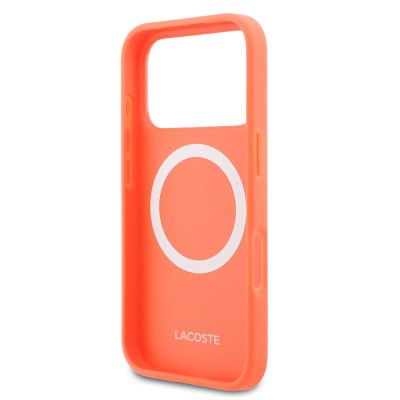 Apple iPhone 17 Pro Case, Lacoste Original Licensed M-safe Charging Enabled PU Piqué Patterned Metal Logo Cover - 15