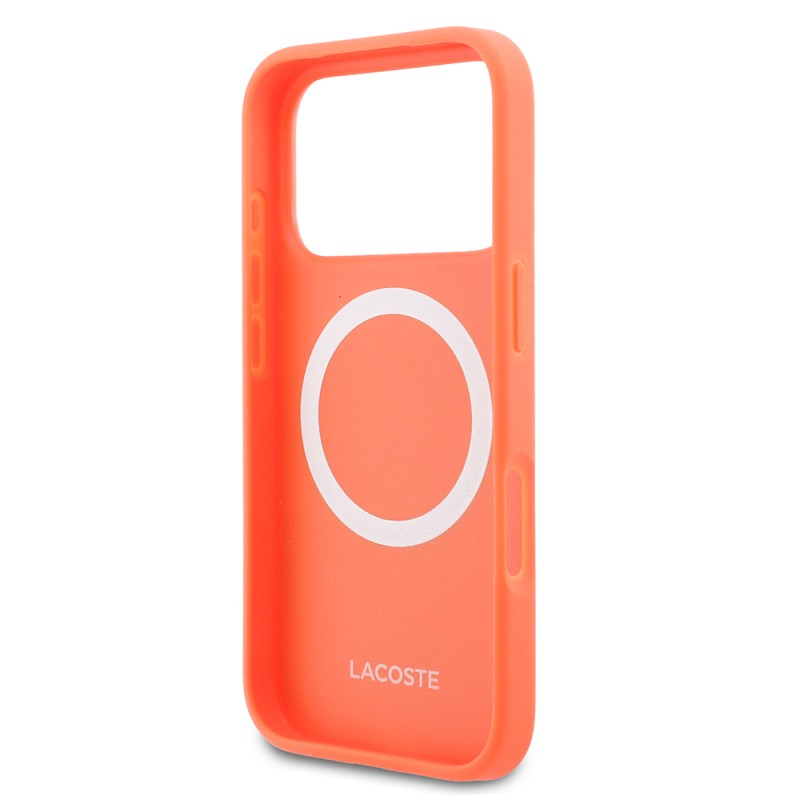 Apple iPhone 17 Pro Case, Lacoste Original Licensed M-safe Charging Enabled PU Piqué Patterned Metal Logo Cover - 15