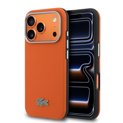 Apple iPhone 17 Pro Case, Lacoste Original Licensed, M-Safe Charging Enabled, PVC Semi-Pique Patterned Back, Iconic Crocodile Weave Logo Cover - Lacoste