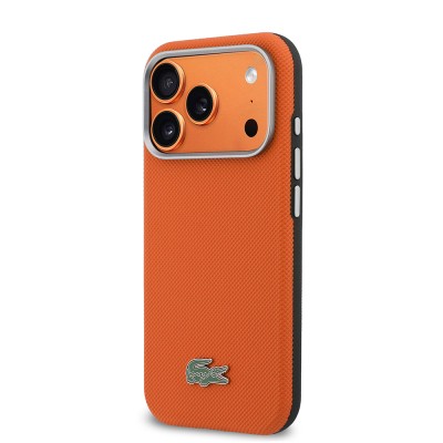 Apple iPhone 17 Pro Case, Lacoste Original Licensed, M-Safe Charging Enabled, PVC Semi-Pique Patterned Back, Iconic Crocodile Weave Logo Cover - 3