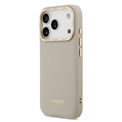 Apple iPhone 17 Pro Case Lacoste Original Licensed M-safe Charging Feature Champs Elysees PU Leather Design Cover - 5