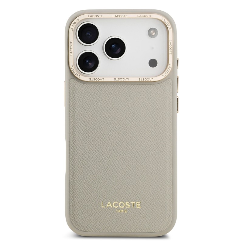 Apple iPhone 17 Pro Case Lacoste Original Licensed M-safe Charging Feature Champs Elysees PU Leather Design Cover - 6