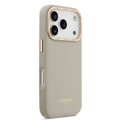 Apple iPhone 17 Pro Case Lacoste Original Licensed M-safe Charging Feature Champs Elysees PU Leather Design Cover - 7