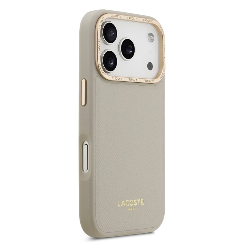Apple iPhone 17 Pro Case Lacoste Original Licensed M-safe Charging Feature Champs Elysees PU Leather Design Cover - 7