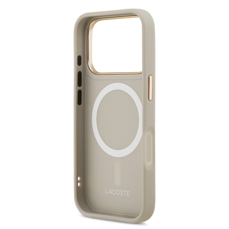 Apple iPhone 17 Pro Case Lacoste Original Licensed M-safe Charging Feature Champs Elysees PU Leather Design Cover - 10