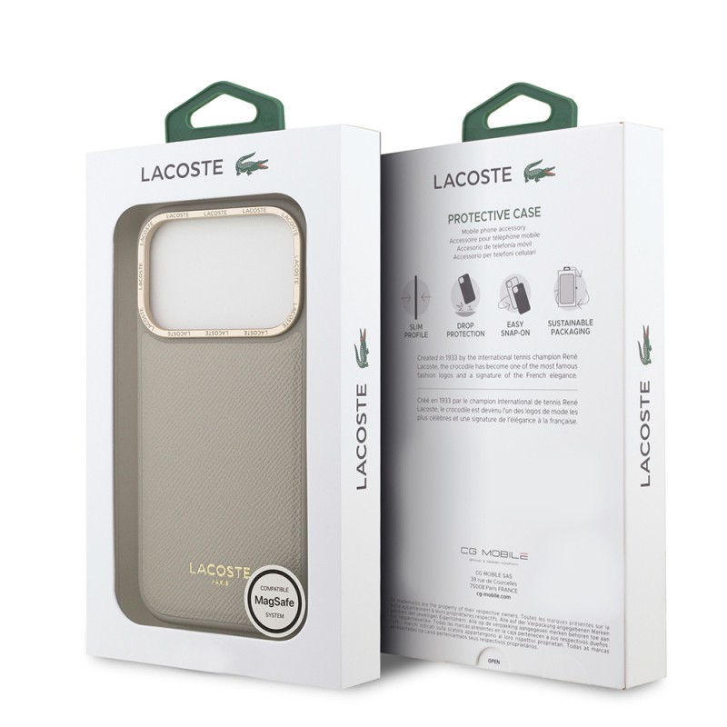 Apple iPhone 17 Pro Case Lacoste Original Licensed M-safe Charging Feature Champs Elysees PU Leather Design Cover - 17