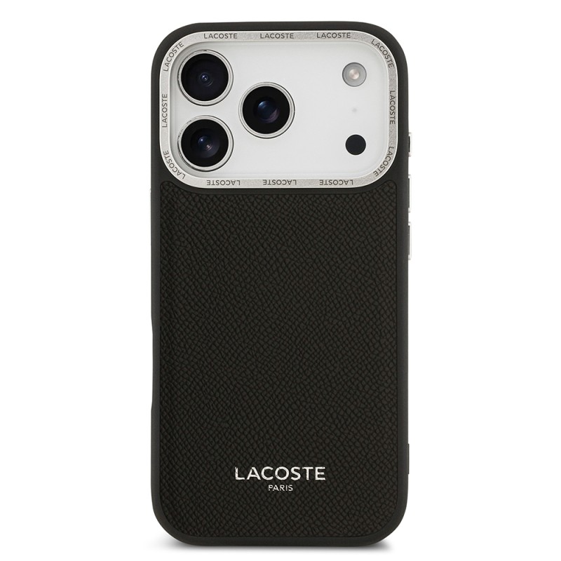 Apple iPhone 17 Pro Case Lacoste Original Licensed M-safe Charging Feature Champs Elysees PU Leather Design Cover - 12