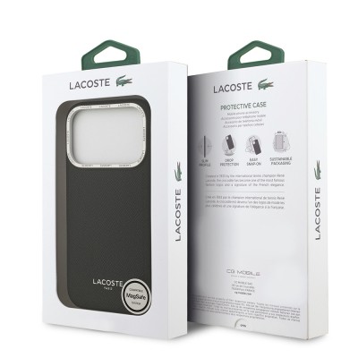 Apple iPhone 17 Pro Case Lacoste Original Licensed M-safe Charging Feature Champs Elysees PU Leather Design Cover - 18