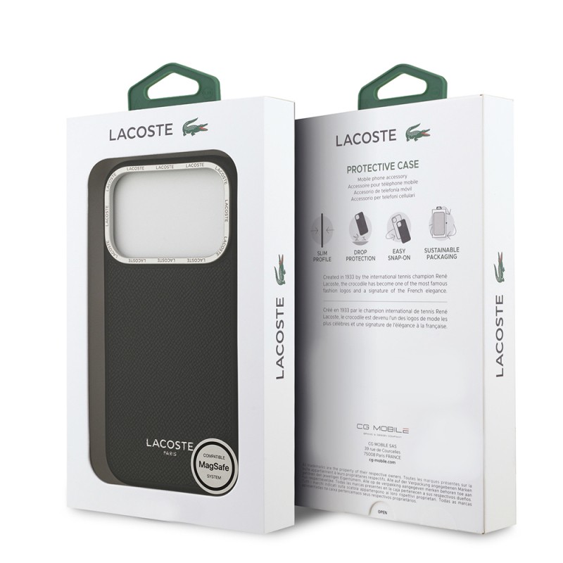 Apple iPhone 17 Pro Case Lacoste Original Licensed M-safe Charging Feature Champs Elysees PU Leather Design Cover - 18