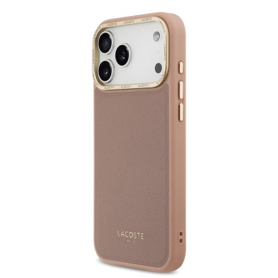 Apple iPhone 17 Pro Case Lacoste Original Licensed M-safe Charging Feature Champs Elysees PU Leather Design Cover - 19